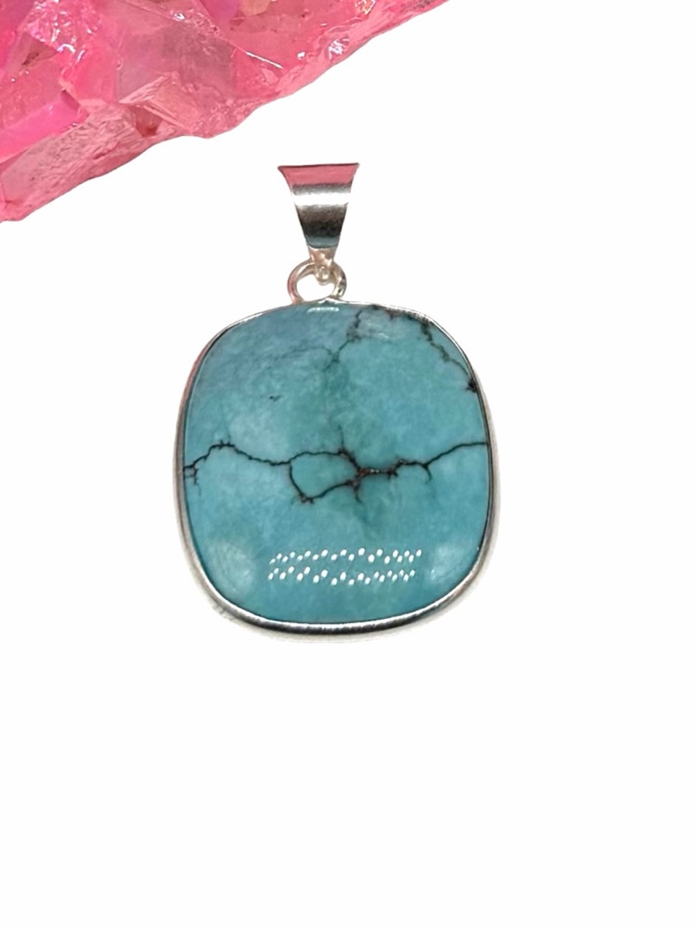 Turquoise Howlite Necklace Pendant 925 Sterling Silver Overlay Stone